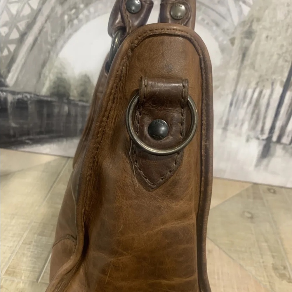 🤎🧡Frye Melissa Satchel Crossbody Bag Distressed Leather-Cognac-$388 - Picture 11 of 14